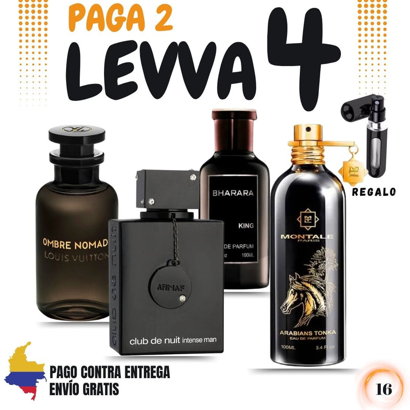 16 -4 PERFUMES +REGALO (Club de nuit+ombre nomade+tonka+bharara + perfumero)