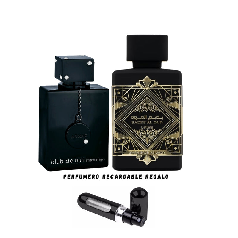 025 - 2 PERFUMES +REGALO (Club The Nuit ,Lataffa Oud For Glory Mas Perfumero Recargable)