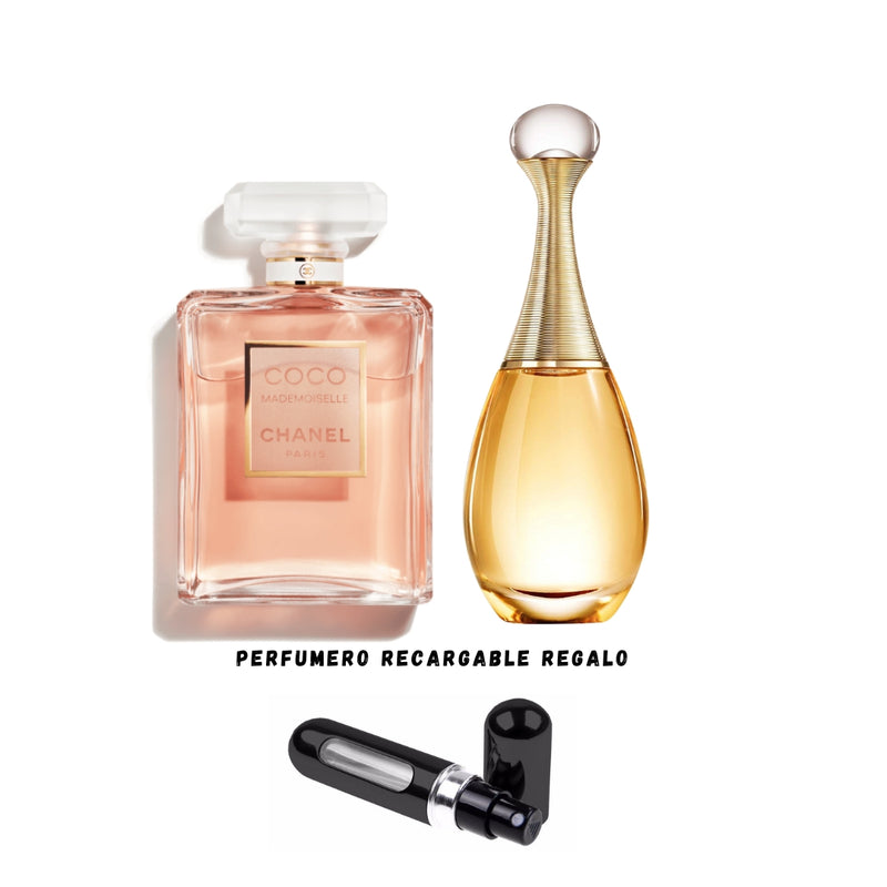 027 - 2 PERFUMES +REGALO (Coco Chanel + Jadore Mas Perfumero Recargable)