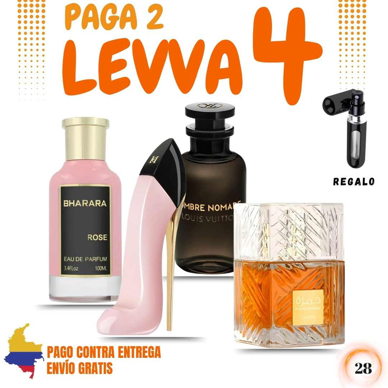 28 - 4 PERFUMES + 1 REGALO (Good Blush + Ombre No + Bharara Rose + Khamrah)