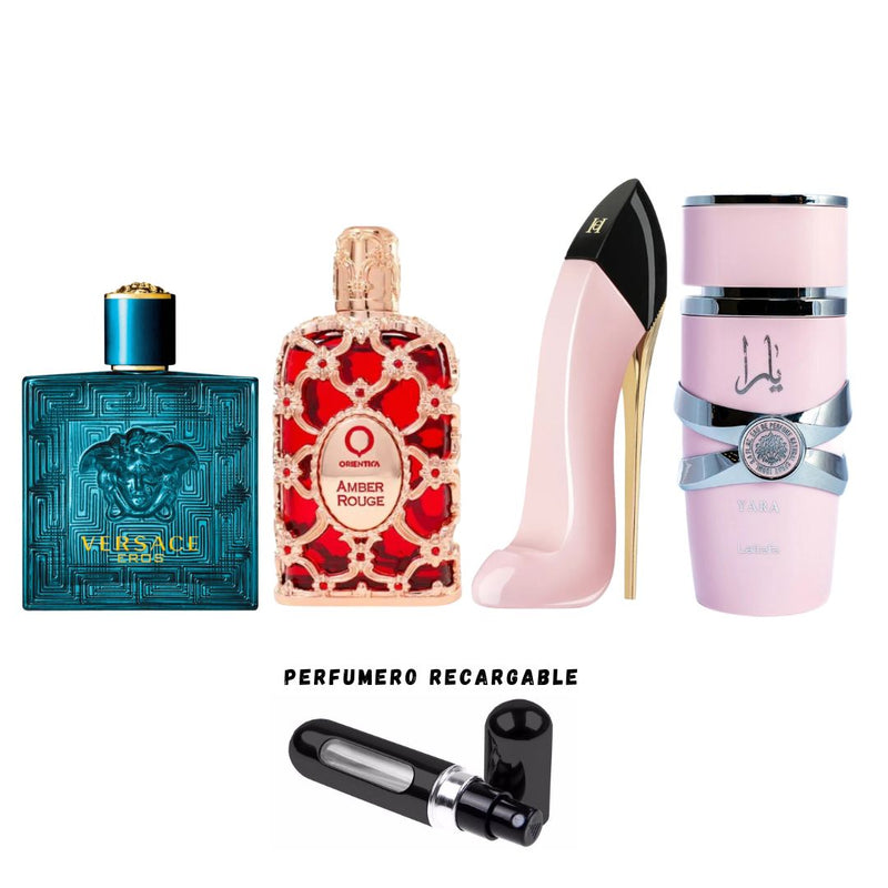 041 - 4 PERFUMES + REGALO (Good blush +eros+a,ber rouge+yara+perfum)