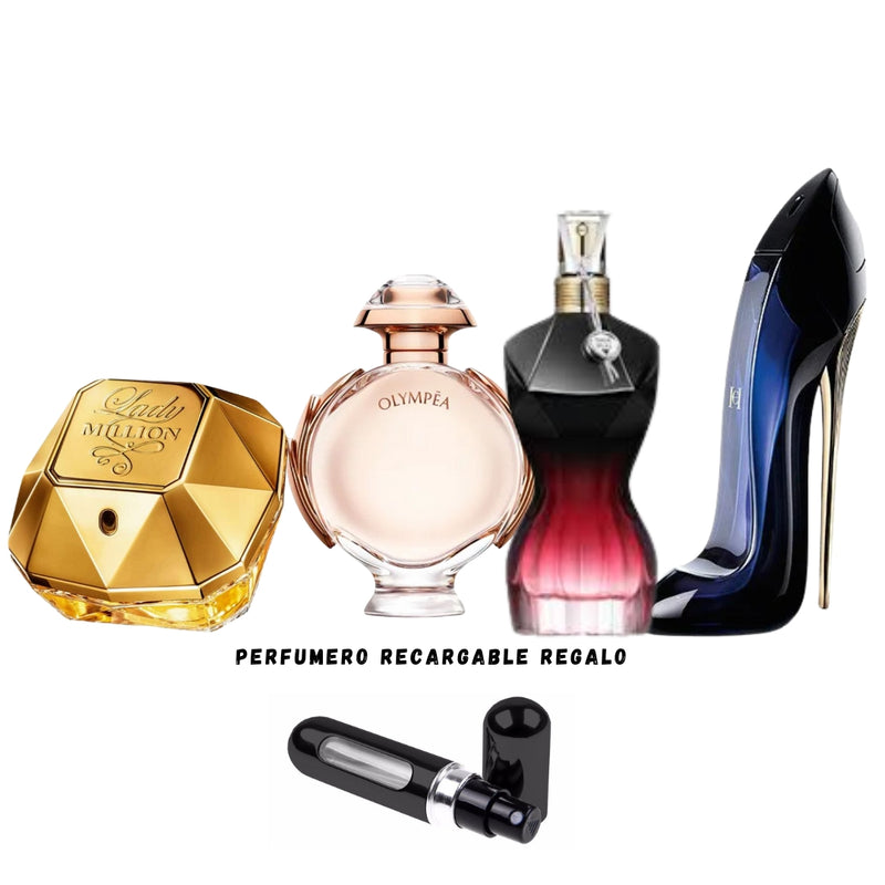 043 - 4 PERFUMES + REGALO (Olympea+Good girl+lady m+jp le belle)