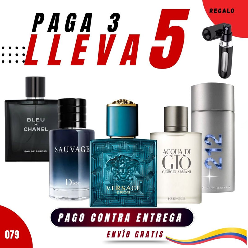 079 - 5 PERFUMES + 1 REGALO (Eros+bleu+ sauvage+212 nyc+acqua di gio)