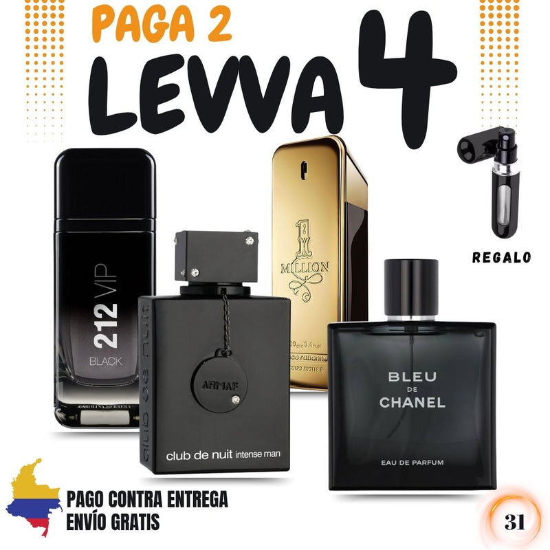 31- 4 PERFUMES + 1 REGALO (Bleu C+club de n+212 vip b+one million)