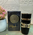18- 4 PERFUMES +REGALO (Lattafa Oud For Glory, Lattafa Asad, Al Haramain, Ombre Nomade Mas Perfumero Recargable)